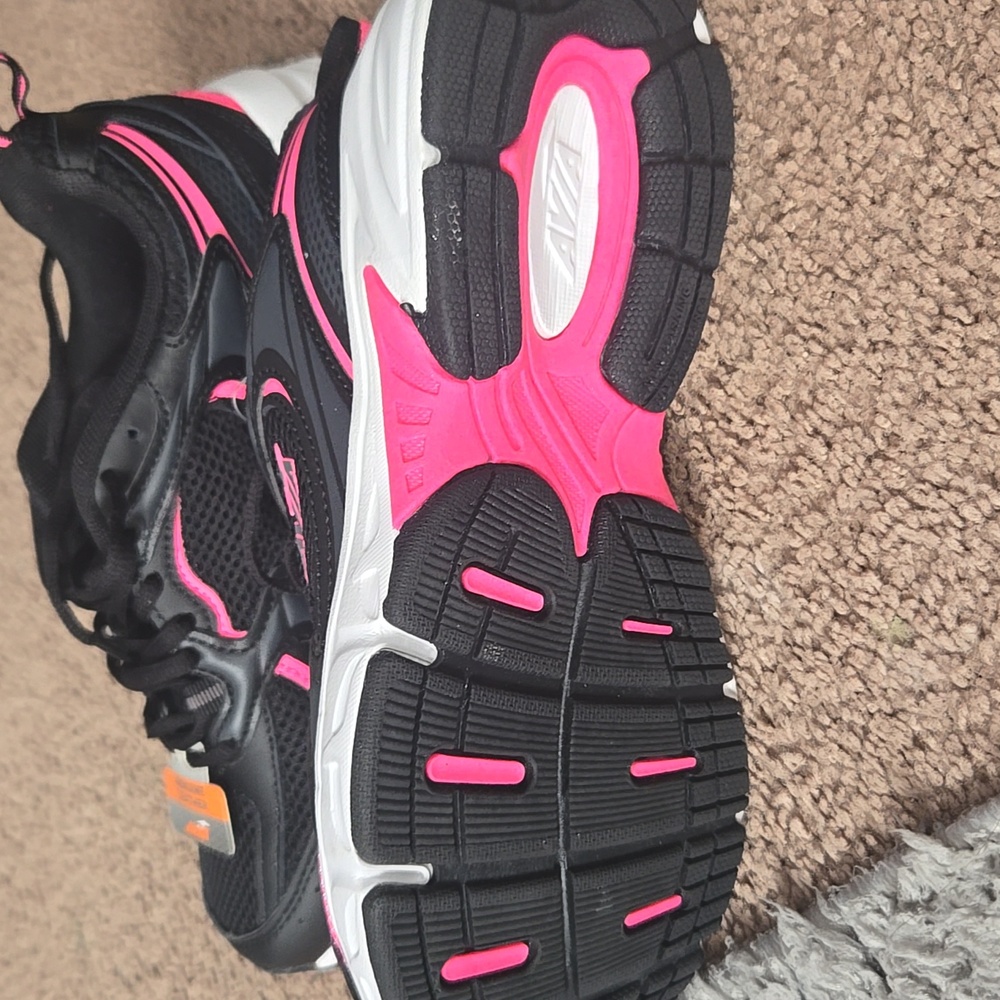 Black and Pink Athletic Shoes with Breathable Mesh